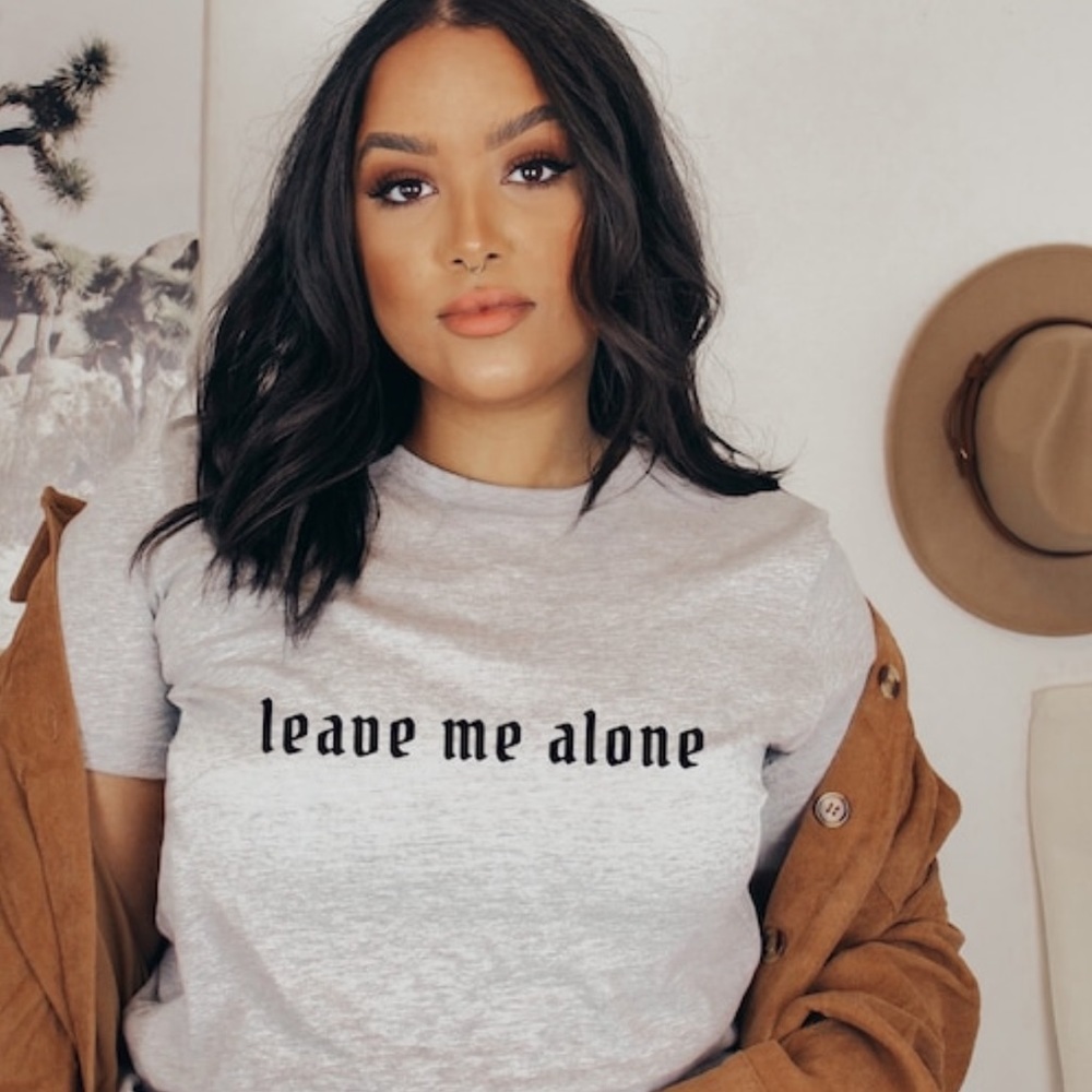 Leave me alone anti social Crew Neck Short Sleeve Tee Shirt